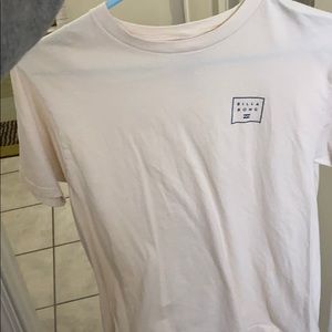 cream white navy blue logo billabong shirt